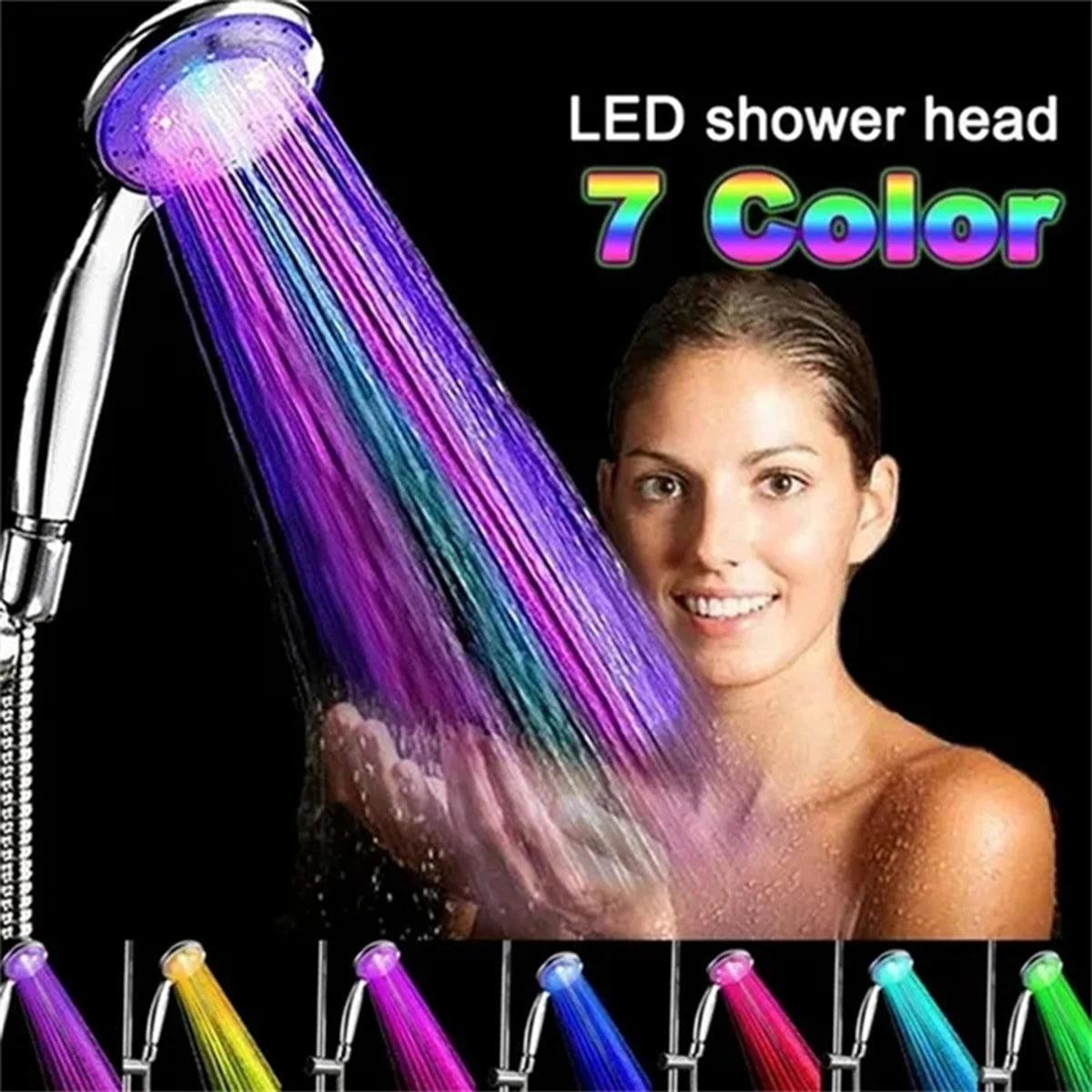 HydroGlow LED Shower Head – High Pressure, Temperature Color-Changing